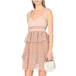 Self-Portrait Natalia Tiered Dress in Blush/Nude